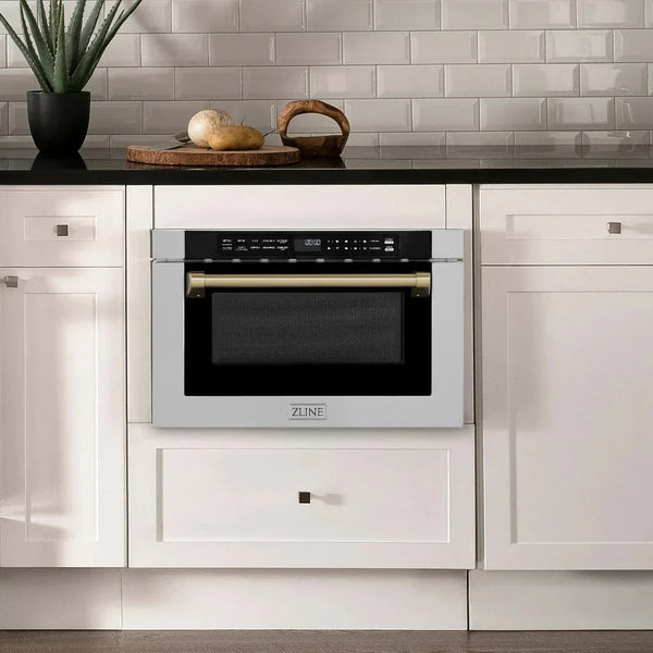 ZLINE 24' Microwave Drawer, Stainless Steel, Bronze MWDZ-1-H-CB - front view