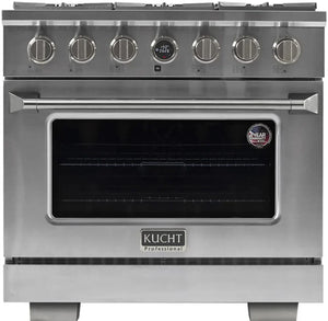 Kucht KX Series 36' Freestanding Dual Fuel Range KXP36-SS - side view