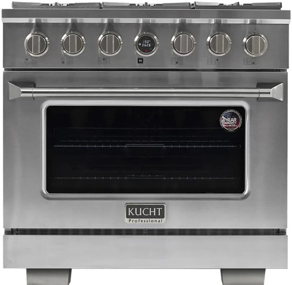 Kucht KX Series 36' Freestanding Dual Fuel Range KXP36-SS - side view