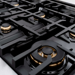 ZLINE 36' Select Dual Fuel Range Gas Cooktop Electric Convection Oven DuraSnow® Stainless Steel Brass Burners HDRS-BR-36 - front view