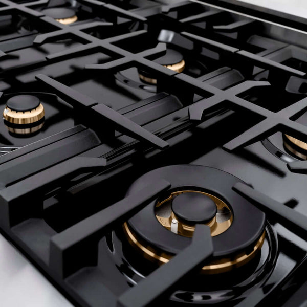 ZLINE 36' Select Gas Range Convection Gas Oven Stainless Steel Gold HGRZ-36-G - front view