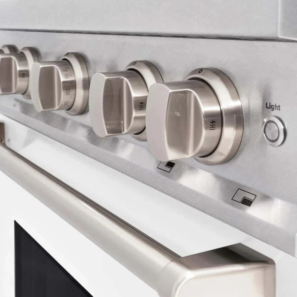ZLINE 30'Classic Gas Range, Convection Gas Oven, DuraSnow® Stainless Steel, White Matte Door CGRS-WM-30