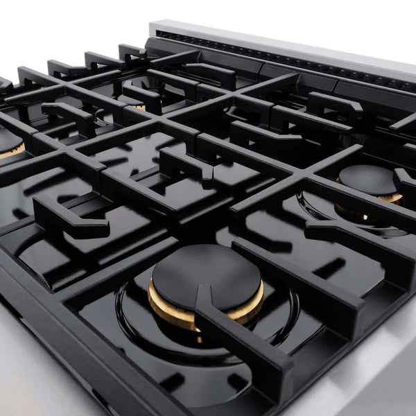 ZLINE 30'Gas Range, Convection Gas Oven , DuraSnow® Brass Burners, SGRS-BR-30 - front view