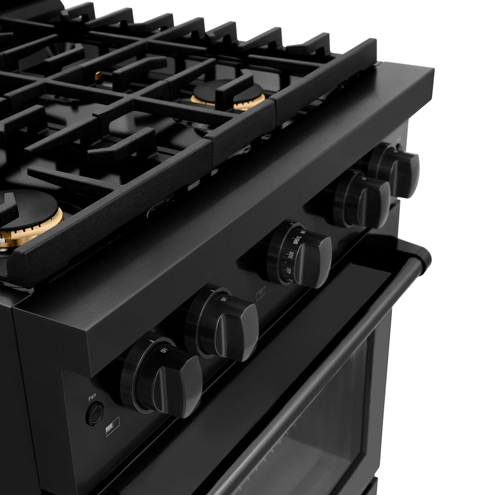 ZLINE 30'Paramount Dual Fuel Range Black Stainless Steel, Brass Burners SDRB-BR-30