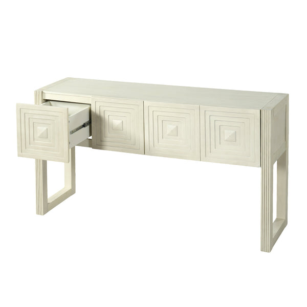 Geometric Carved Console Table with 3 Soft-Close Drawers - view 11