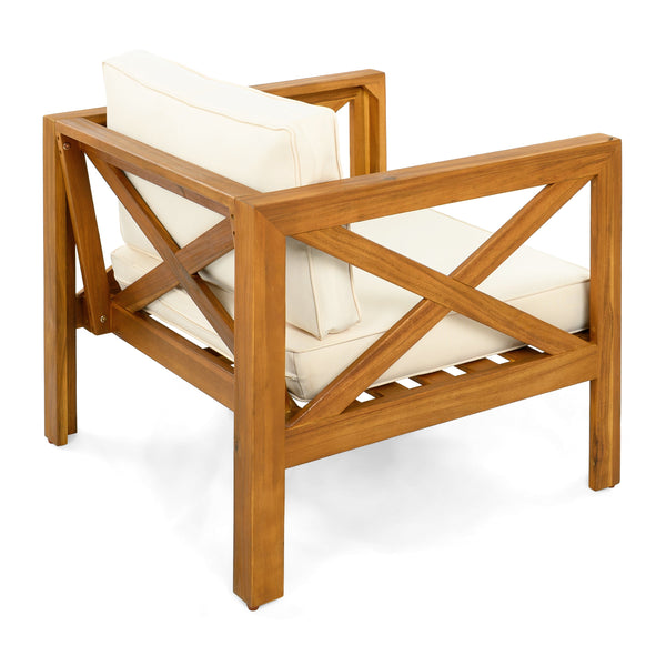 Patio Conversation Set with Foldable Acacia Wood Side Table and Cushions - view 13
