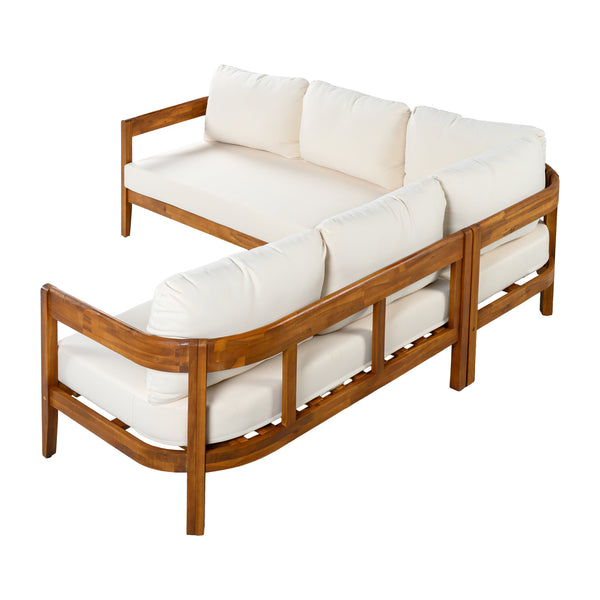 U_Style Acacia Solid Wood Patio Furniture Set - lifestyle photo