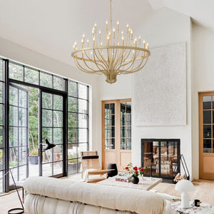 36-Light Gold Industrial Iron Candle Chandelier - dimensions