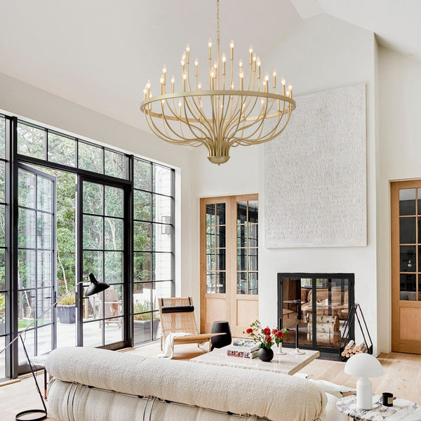 36-Light Gold Industrial Iron Candle Chandelier - dimensions