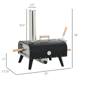 Outsunny Outdoor Pizza Oven with 12' Rotating Stone and Foldable Legs - side view