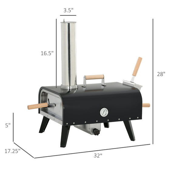 Outsunny Outdoor Pizza Oven with 12' Rotating Stone and Foldable Legs - side view