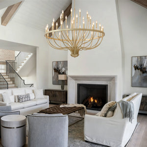 36-Light Gold Industrial Iron Candle Chandelier - lifestyle photo