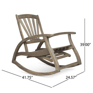 Outdoor Reclining Rocking Chair - Gray - side view