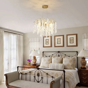 6-Light Chandelier Crystal Ceiling Lamp in Gold - close-up