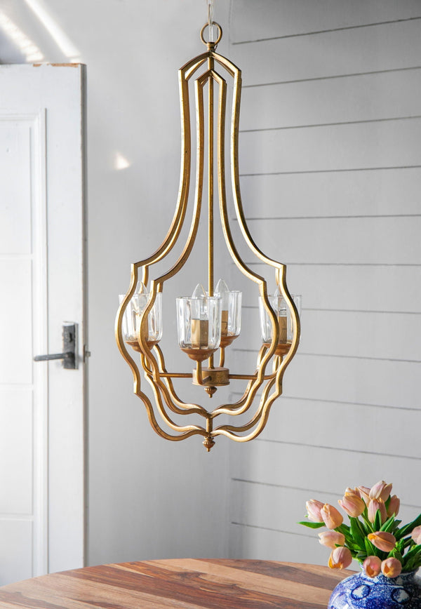 4 Light Metal Chandelier with Adjustable Chain - Gold - view 11