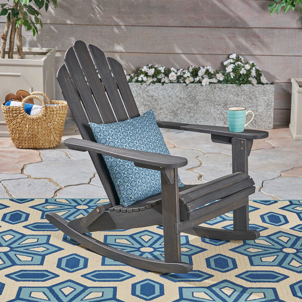 Echoes Outdoor Acacia Wood Adirondack Rocking Chair - lifestyle photo