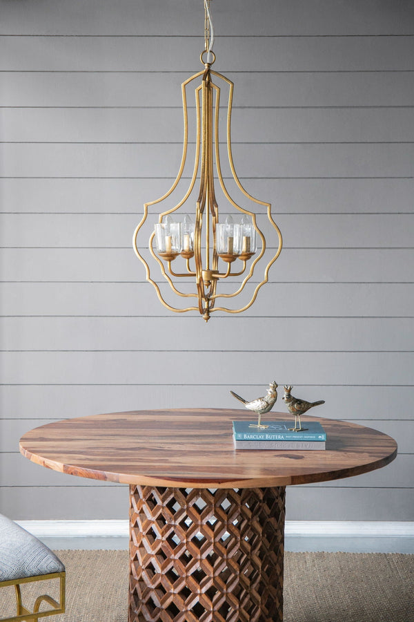 4 Light Metal Chandelier with Adjustable Chain - Gold - view 12