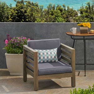 Outdoor Acacia Wood Patio Chair With Fabric Cushion - dimensions