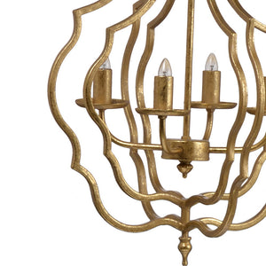 4 Light Chandelier, Hanging Light Fixture With Adjustable Chain For Kitchen, Bulb Not Included - Gold - side view