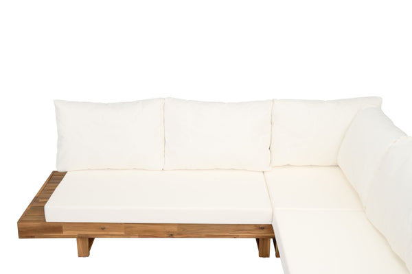 Outdoor 4pc Acacia Wood Sectional Patio Sofa Set - in use