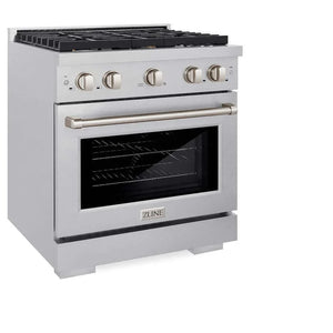 ZLINE 30'Gas Range, Convection Gas Oven , DuraSnow® Brass Burners, SGRS-BR-30 - side view