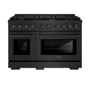 ZLINE 48'Paramount Dual Fuel Range Black Stainless Steel, Brass Burners SDRB-BR-48 - side view