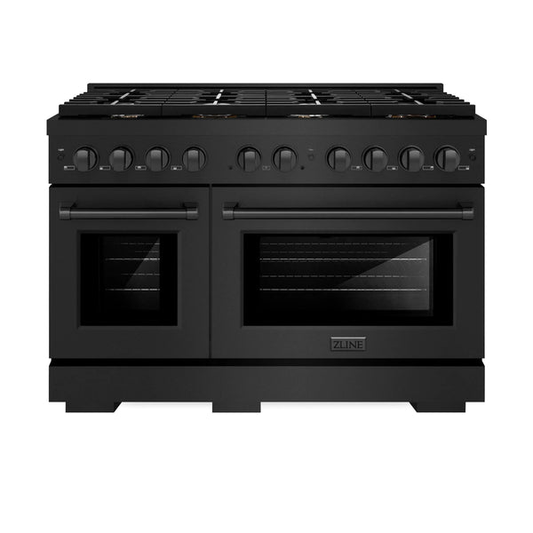 ZLINE 48'Paramount Dual Fuel Range Black Stainless Steel, Brass Burners SDRB-BR-48 - side view