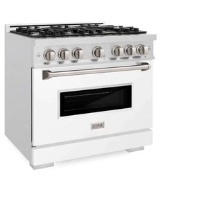ZLINE 36'Classic Gas Range, Convection Gas Oven, DuraSnow® Stainless Steel, White Matte Door CGRS-WM-36 - side view