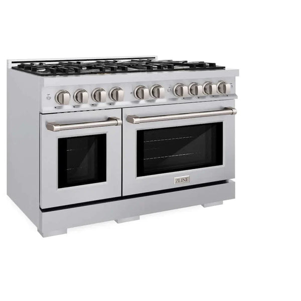 ZLINE 48' Select Dual Fuel Range Gas Cooktop Electric Convection Oven Stainless Steel HDR48 - side view
