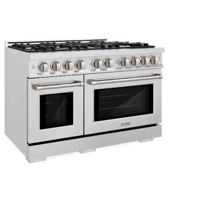 ZLINE 48' Select Dual Fuel Range Gas Cooktop Electric Convection Oven DuraSnow® Stainless Steel Brass Burners HDRS-BR-48 - side view
