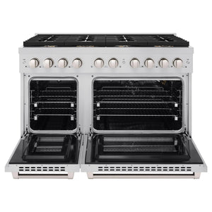 ZLINE 48'Paramount Dual Fuel Range Stainless Steel, Brass Burner, SDR-BR-48 - side view