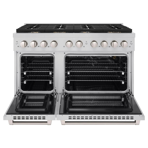 ZLINE 48'Paramount Dual Fuel Range Stainless Steel, Brass Burner, SDR-BR-48 - side view