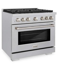 ZLINE 36'Gas Range, Convection Gas Oven , DuraSnow® Brass Burners, SGRS-BR-36 - side view