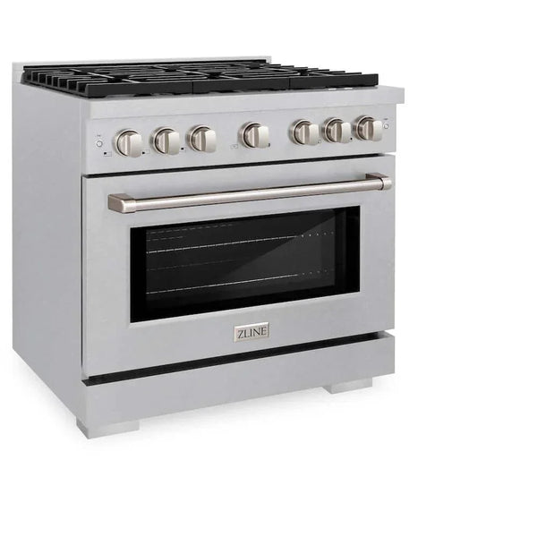 ZLINE 36'Gas Range, Convection Gas Oven , DuraSnow® Brass Burners, SGRS-BR-36 - side view