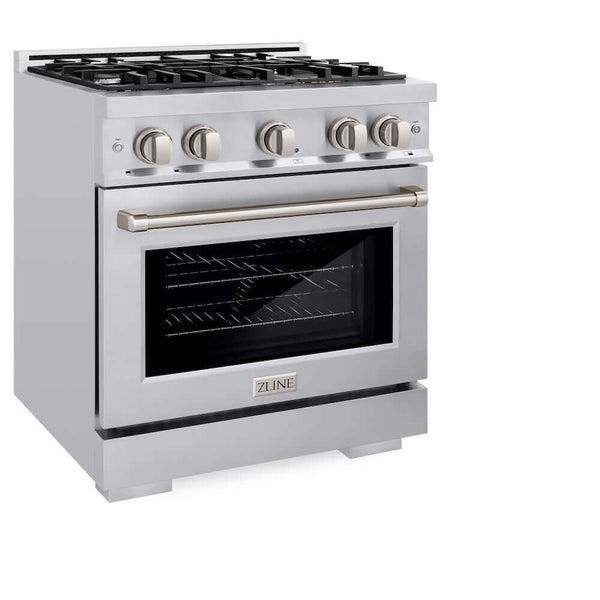 ZLINE 30' Select Dual Fuel Range Gas Cooktop Electric Convection Oven Stainless Steel HDR30 - side view