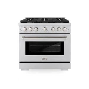 ZLINE 36'Paramount Dual Fuel Range Stainless Steel, Brass Burner, SDR-BR-36 - side view