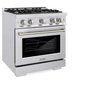 ZLINE 30' Select Dual Fuel Range Gas Cooktop Electric Convection Oven DuraSnow® Stainless Steel HDRS-30 - side view
