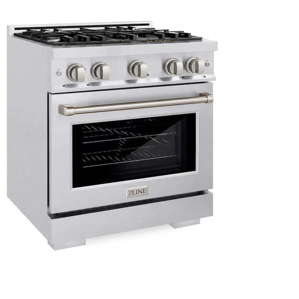 ZLINE 30' Select Dual Fuel Range Gas Cooktop Electric Convection Oven DuraSnow® Stainless Steel HDRS-30 - side view