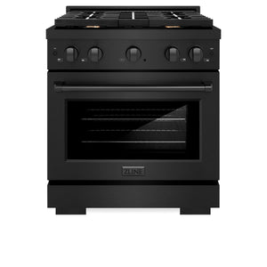 ZLINE 30'Paramount Dual Fuel Range Black Stainless Steel, Brass Burners SDRB-BR-30 - side view