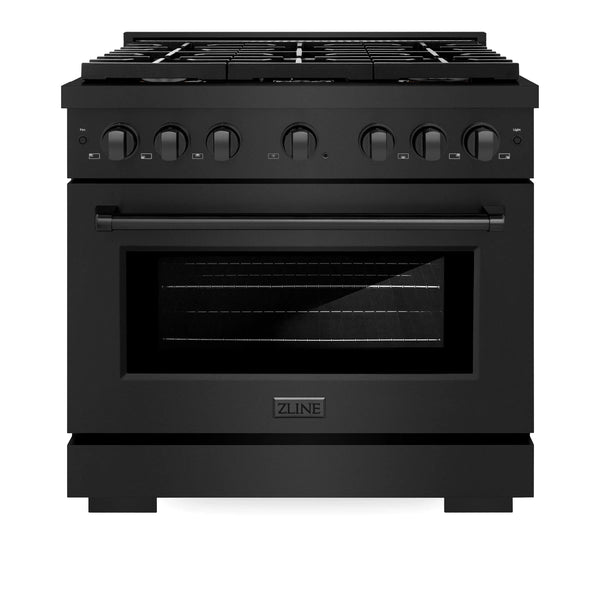 ZLINE 36'Paramount Dual Fuel Range Black Stainless Steel, Brass Burners SDRB-BR-36 - side view