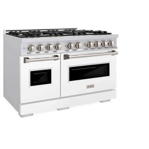 ZLINE 48'Classic Gas Range, Convection Gas Oven, Stainless Steel, White Matte Door CGR-WM-48 - side view
