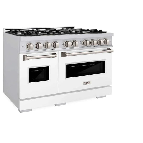 ZLINE 48'Classic Gas Range, Convection Gas Oven, Stainless Steel, White Matte Door CGR-WM-48 - side view