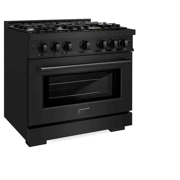 ZLINE 36' Select Dual Fuel Range Gas Cooktop Electric Convection Oven Black Stainless Steel HDRB-36 - side view
