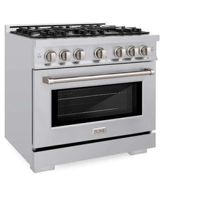 ZLINE 36' Select Dual Fuel Range Gas Cooktop Electric Convection Oven Stainless Steel HDR36 - side view