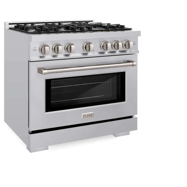 ZLINE 36' Select Dual Fuel Range Gas Cooktop Electric Convection Oven Stainless Steel HDR36 - side view