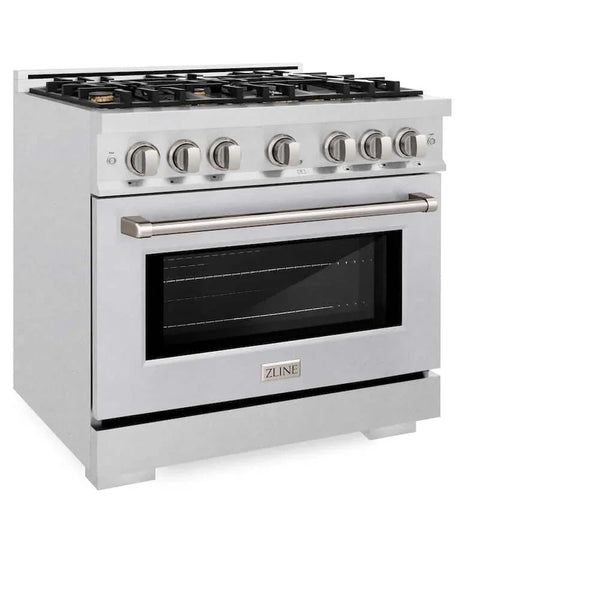 ZLINE 36' Select Dual Fuel Range Gas Cooktop Electric Convection Oven DuraSnow® Stainless Steel Brass Burners HDRS-BR-36 - side view