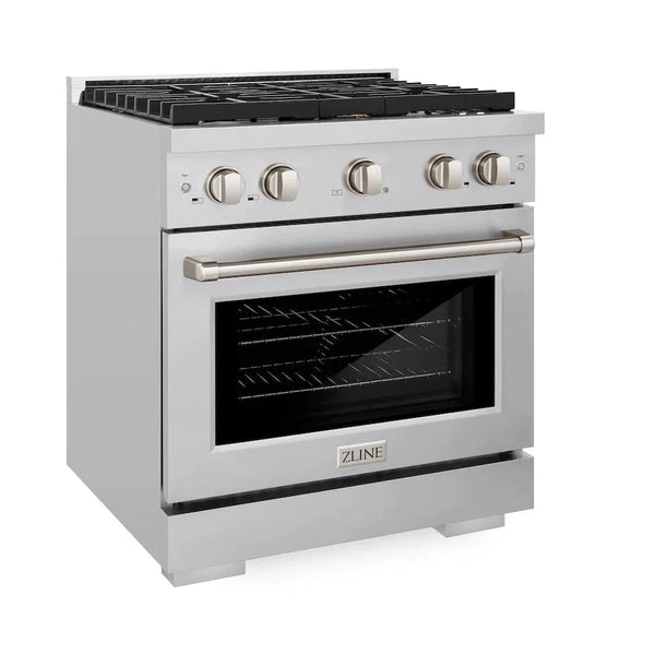 ZLINE 30'Paramount Dual Fuel Range Stainless Steel, Brass Burner, SDR-BR-30 - side view