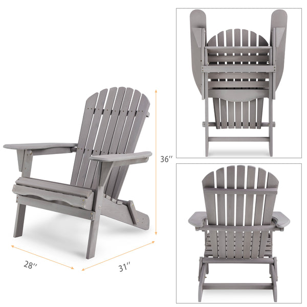 Classic Gray Cedar Wood Lounge Patio Chair Set of 2 - detail view