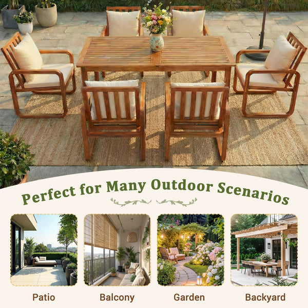 7 Pieces Patio Dining Set Outdoor Dining Table and Chairs - dimensions