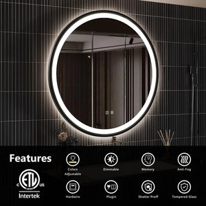 4 in 1 Blacklit Framed Round LED Bathroom Mirror